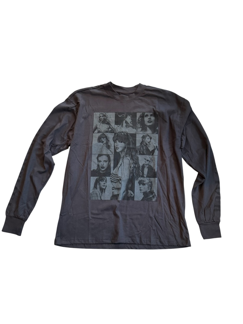 Long Sleeve Taylor Swift Concert Tee - Charcoal Gray Size Small